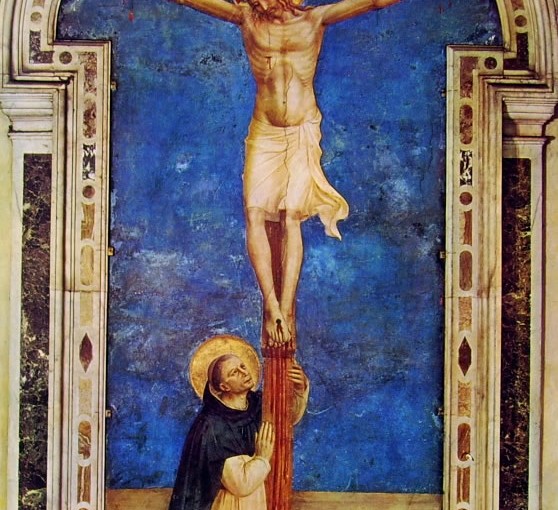 Beato Angelico: San Domenico adorante il crocifisso, cm. 340 x 155, Museo di San Marco (chiostro di San. Antonino) a Firenze.